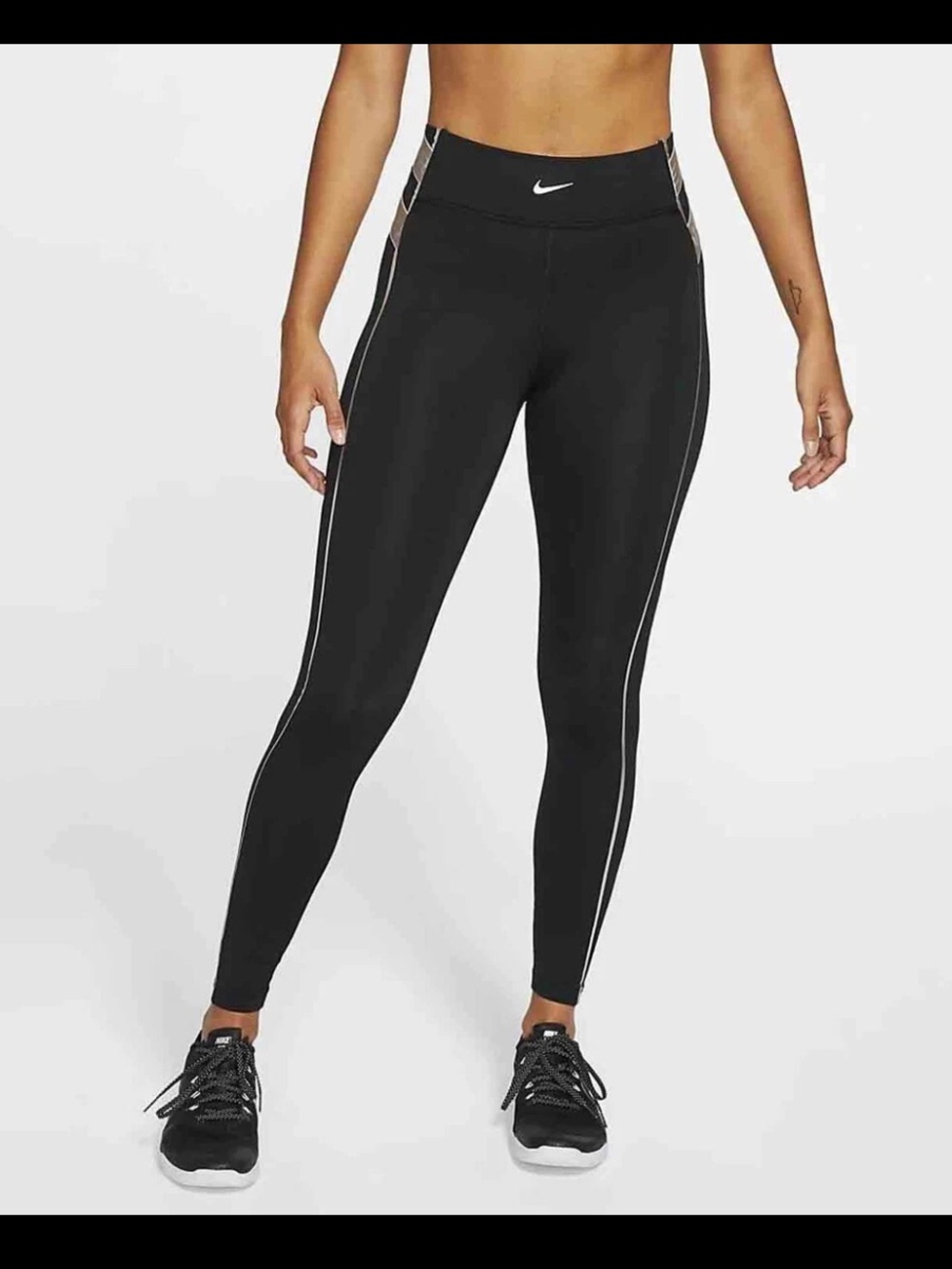 Nike Black High-Waist Reflective-Stripe Leggings